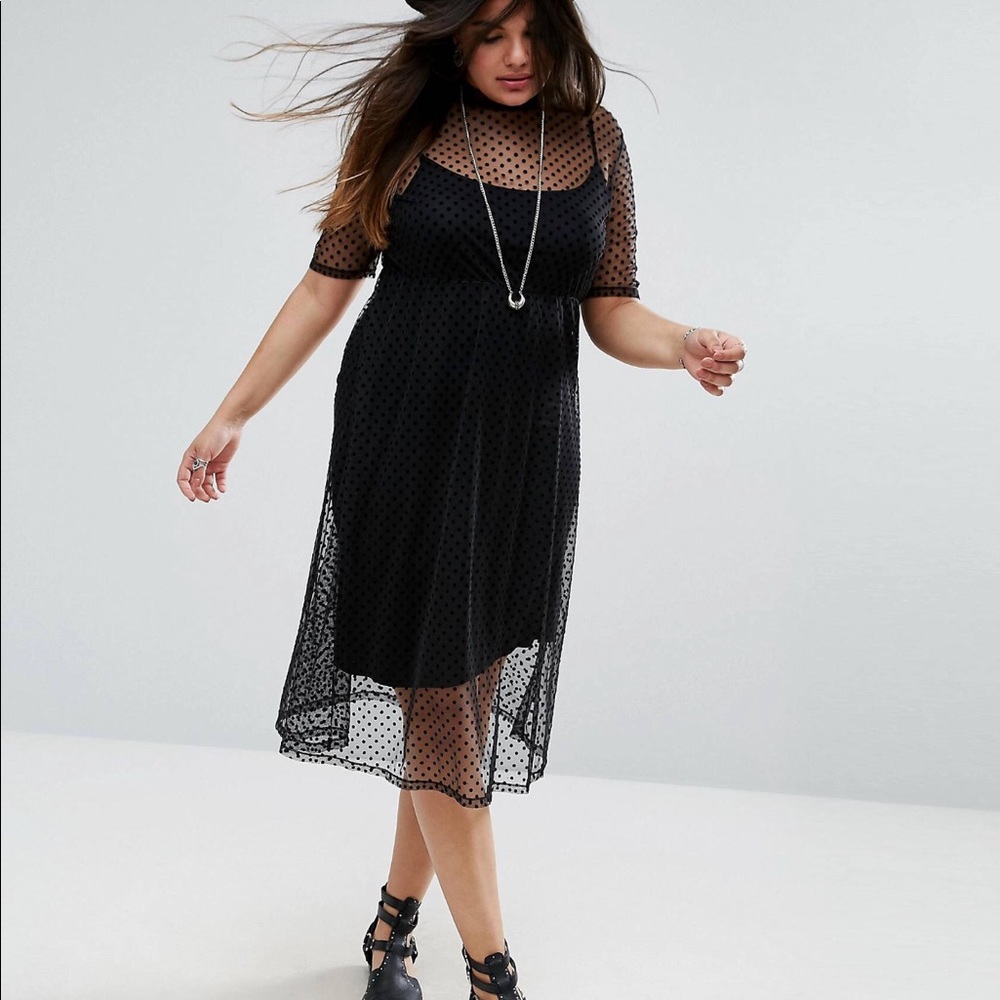 NWT ASOS CURVE Midi-Smock Dress in Donny Mesh